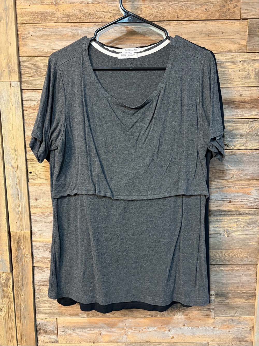 Set of 3 Smallshow Short-Sleeve Nursing Tops - size L (gray, black, olive)